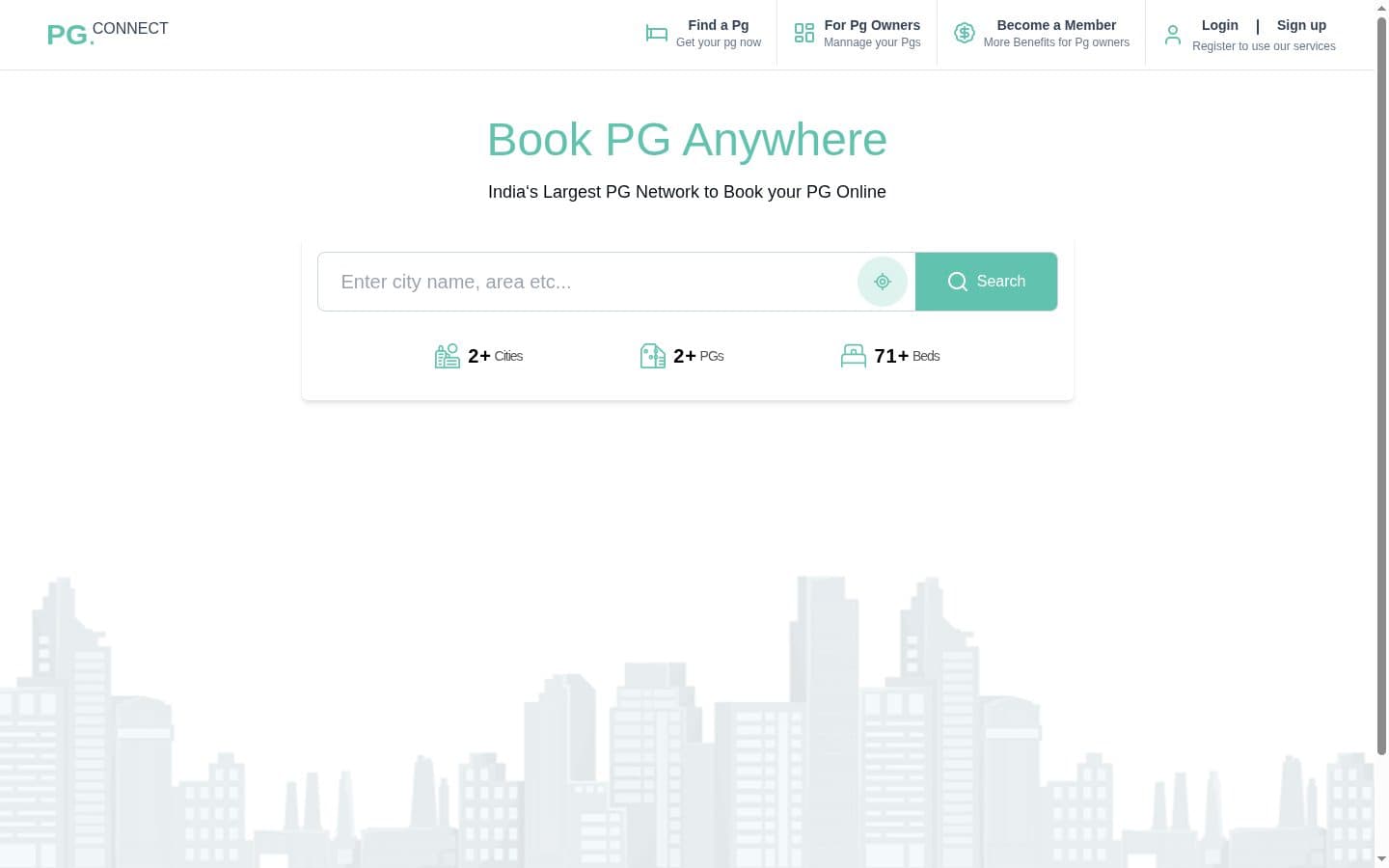 The PGConnect search page
