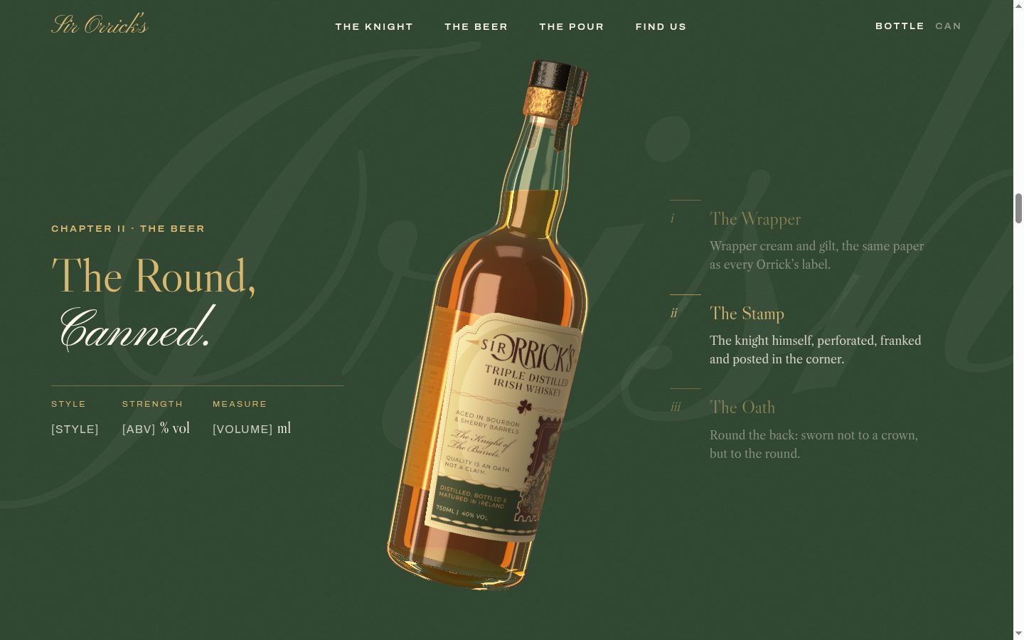 Chapter two of Sir Orrick's: the ground has turned green and the whiskey bottle stands in the centre.